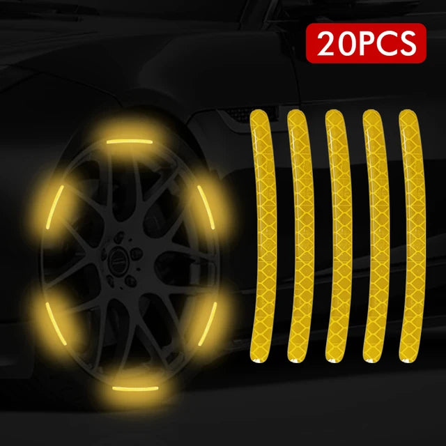 Premium 20PCS Reflective Wheel Rim Decals | High Visibility Night Safety Strips